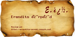 Erendits Árpád névjegykártya